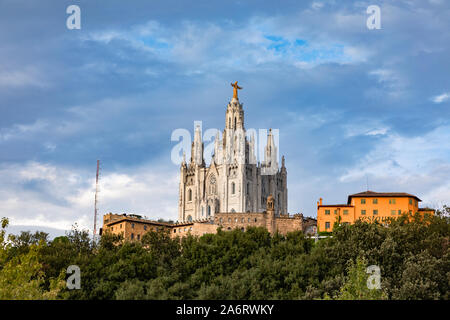 Sühneopfer Kirche des heiligen Herzens auf dem Berg Tibidabo, 5, Barcelona, Katalonien, Spanien. Stockfoto