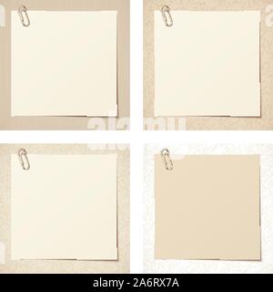 Set mit vier beigefarbenen, rustikalen leeren Karten. Vektor eps-10. Stock Vektor