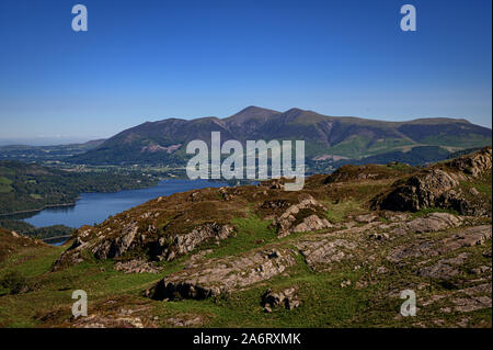 Blick über den Derwent Water von King's wie Aussichtspunkt, Lake District, Cumbria, England, Großbritannien Stockfoto