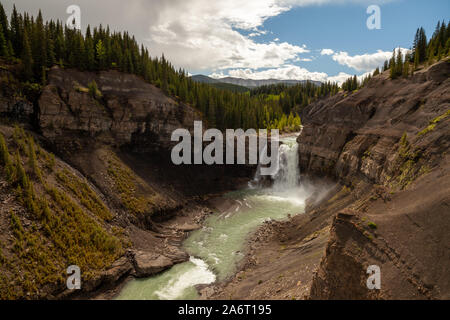 Ram fällt in den Ausläufern der Kanadischen Rocky Mountains in Alberta, Kanada Stockfoto