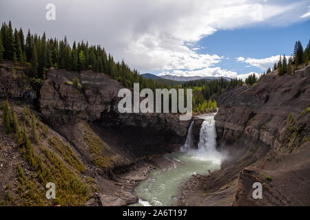 Ram fällt in den Ausläufern der Kanadischen Rocky Mountains in Alberta, Kanada Stockfoto