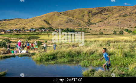 Anzeigen von Tsaranoro Tal, zentrale Hochland von Madagaskar. Stockfoto