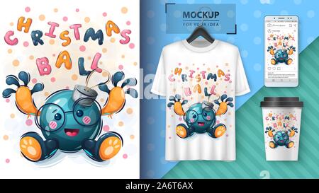 Weihnachtsbaum Spielzeug Poster und Merchandising Stock Vektor