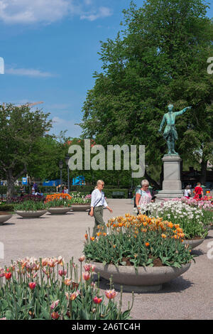 Stockholm Kungstradgarden, Aussicht im Sommer der Kungsträdgården, einem beliebten Park und Garten im Zentrum von Stockholm, Schweden. Stockfoto