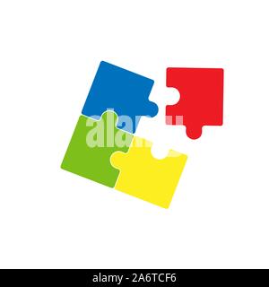 Puzzle Symbol. Einfarbige gefüllt. Flache Bauform. Stock Vektor