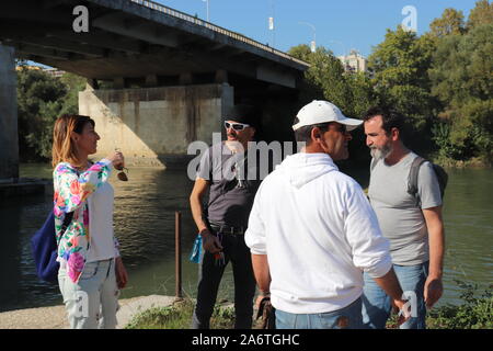 Fiume Tevere - Risalita in gommone - Roma Stockfoto