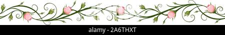 Horizontaler nahtloser Vektorhintergrund mit pinkfarbenen Rosenknospen Stock Vektor