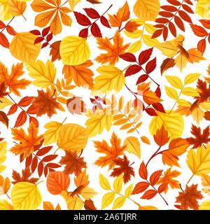 Vektor nahtlose Muster mit rote, orange, gelbe und braune Blätter im Herbst. Stock Vektor