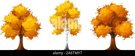 Vektor einrichten der herbstlichen Laubbäumen auf einem weißen Hintergrund. Stock Vektor