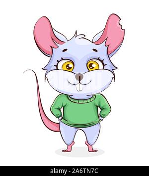 Ratte cartoon Charakter. Lustige Ratte auf weißem Hintergrund. Vector Illustration Stock Vektor