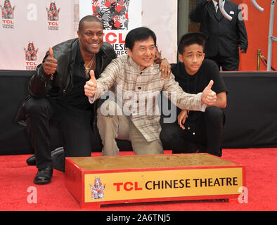 LOS ANGELES, Ca. Juni 06, 2013: Jackie Chan und Chris Tucker (links) & Jaden Smith an Chans hand- und Fußabdruck Festakt im Innenhof des TCL Chinese Theater, Hollywood. © 2013 Paul Smith/Featureflash Stockfoto