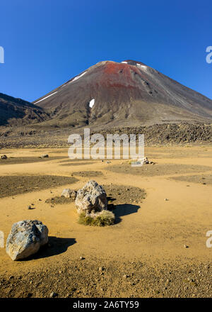 Schöne Aussicht auf Mount Ngauruhoe (Mount Doom) im Tongariro National Park, Neuseeland Stockfoto