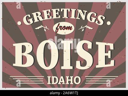 Grüße aus Boise Idaho USA. Vector Vintage Style Karte Stock Vektor