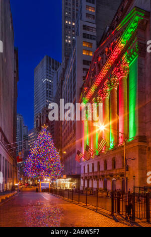 New York Stock Exchange an der Wall Street NYSE Xmas Stockfoto