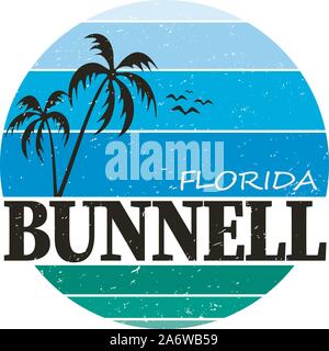 Bunnell Städtereiseziel. Vektor t-shirt Logo Stock Vektor