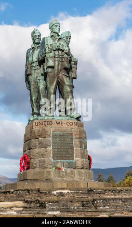 Armee Kommandos Denkmal an der Spean Bridge in den schottischen Highlands zu jenen Soldaten während des Zweiten Weltkrieges von 1939-45 getötet Stockfoto