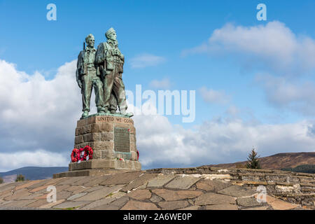 Armee Kommandos Denkmal an der Spean Bridge in den schottischen Highlands zu jenen Soldaten während des Zweiten Weltkrieges von 1939-45 getötet Stockfoto