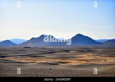 Modrudalur, Island. Einen malerischen Panoramablick auf das Plateau in der Nähe von Modrudalur Modrudalur im Nordosten Islands. Stockfoto