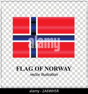 Banner mit Flagge Norwegens. Bunte Illustrationen mit Fahne für Design. Vektor Grafik mit transparentem Hintergrund. Stock Vektor