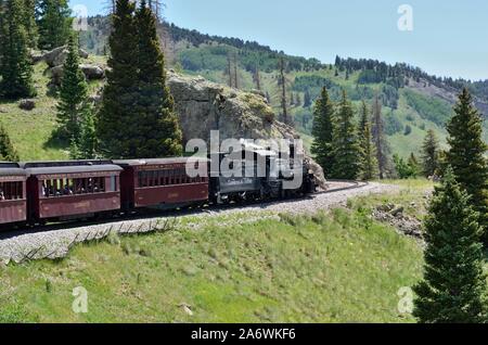 Cumbres Pass nach Los Pinos Tank, auf der Cumbres & Toltec Scenic Railroad von Chama, NM bis Antonito, CO 190712 75066 Stockfoto