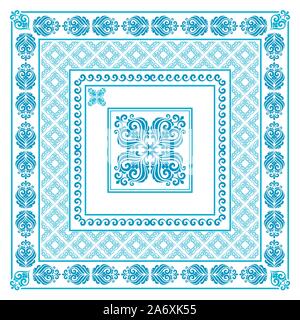 Vektor quadratischen Rahmen Vorlage. Schwarz bandana mit weißen vintage Ornament. Stock Vektor