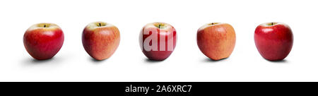 Eine Sammlung von saftige rote Äpfel gegen einen weißen Hintergrund. Stockfoto