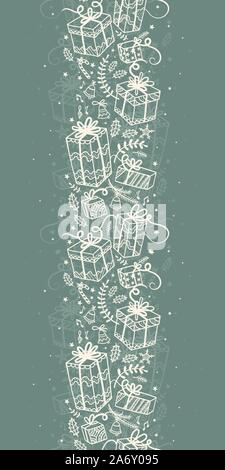 Spaß und elegante Weihnachten nahtlose Muster mit Weihnachtsgeschenke und Dekoration - Hand gezeichnet Doodles - ideal für Verpackung, Textil, Kulisse - Vektor Stock Vektor
