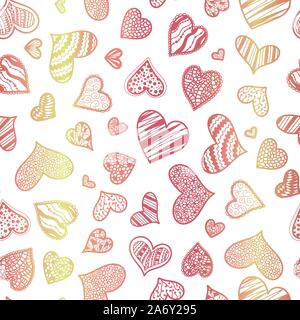 Handdrawn Herzen nahtlose Muster, kreativen und lustigen Herzen brackdrop - ideal zum Valentinstag, Muttertag oder romantischen Stoffen, Banner, wallpaper Stock Vektor