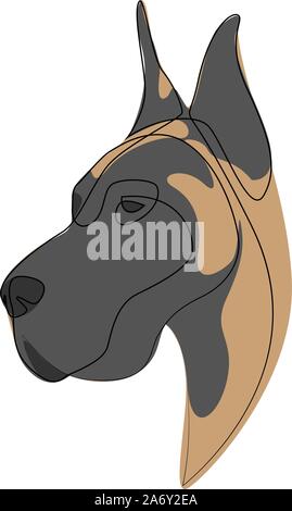 Durchgehende Linie Dogge. Einzelne Zeile minimal style Hund Vector Illustration Stock Vektor