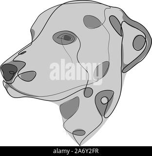 Durchgehende Linie Dalmatiner. Einzelne Zeile minimal style Hund Vector Illustration Stock Vektor