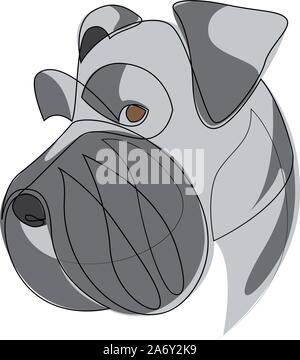 Durchgehende Linie Mittelschnauzer. Einzelne Zeile minimal style Mittel Schnauzer hund Vector Illustration Stock Vektor