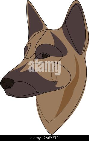 Durchgehende Linie Deutscher Schäferhund. Einzelne Zeile minimal style Schäferhund Vector Illustration Stock Vektor