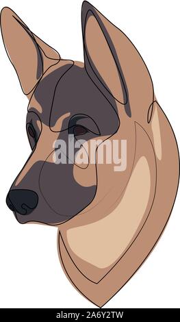 Durchgehende Linie Deutscher Schäferhund. Einzelne Zeile minimal style Schäferhund Vector Illustration Stock Vektor