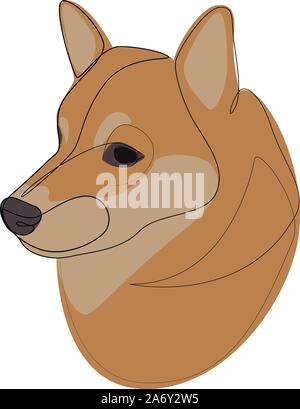 Durchgehende Linie Shiba Inu. Einzelne Zeile minimal style Hund Vector Illustration Stock Vektor