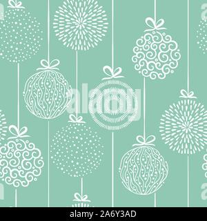Elegante Weihnachtskugeln nahtlose Muster, hand gezogenen Kugeln - toll für Textilien, Tapeten, Einladungen, Banner - Vektor Oberflächengestaltung Stock Vektor