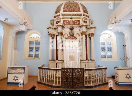 Der Innenraum des TEMPIO GRECO Synagoge in Korfu, Griechenland. Stockfoto