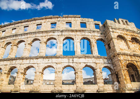 Antike römische Arena in Pula, Istrien, Kroatien, historischen Amphitheater Stockfoto