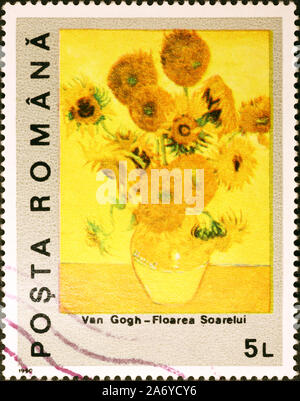 Flower Pot von Van Gogh auf Briefmarke Stockfoto