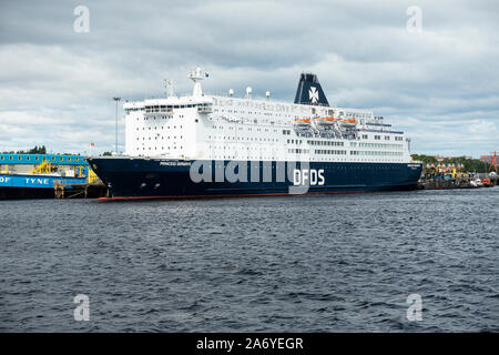 Die DFDS Seaways Car and Passenger Ferry Princess Seaways dockte am internationalen Passagierterminal Port of Tyne North Shields Tyne & Wear UK an Stockfoto