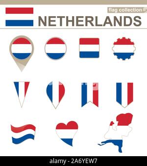 Niederlande Flagge Sammlung, 12 Versionen Stock Vektor