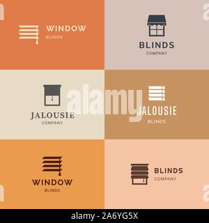 Vektor isoliert Icons Set von Jalousien vektor Glyphe Symbole. Logo Sammlung. Stock Vektor