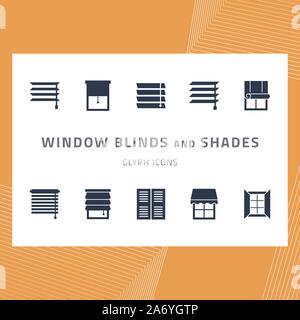 Vektor Glyphe Icons Set Window Blinds und Schattierungen Stock Vektor