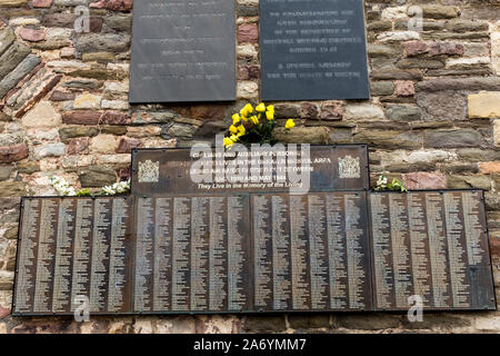 Memorial plaue mit Namen von Zivilisten und Hilfskräfte, die ihr Leben im Großraum Bristol Bereich bei Luftangriffen zwischen Juni 1940 verloren und Stockfoto