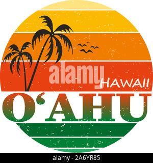 Oahu Hawaii vintage surf Typografie grafik design Stock Vektor