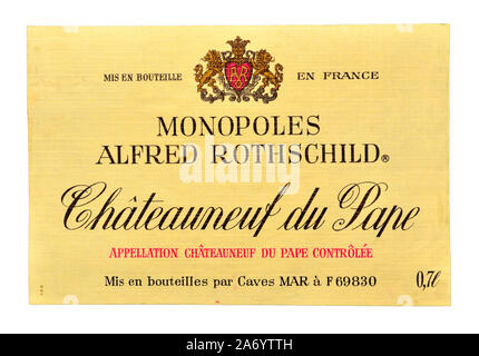 Französischer Wein Etikett - Rothschild Chateauneuf-du-Pape Stockfoto