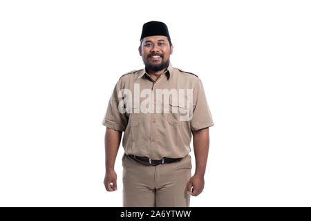 Indonesien Arbeiter tragen khaki Uniform Stockfoto