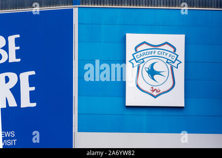 Cardiff, Wales, UK, 8. Oktober 2019. Außerhalb von Cardiff City Football Stadium, der Heimat der Drosseln Team, Cardiff Stockfoto