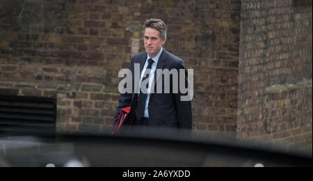 Downing Street, London, UK. 29. Oktober 2019. Gavin Williamson, der Staatssekretär für Bildung, in Downing Street für die wöchentliche Kabinettssitzung. Eine allgemeine Wahl Datum der 12. Dezember ist im Laufe des Tages bekannt gegeben. Credit: Malcolm Park/Alamy Leben Nachrichten. Stockfoto