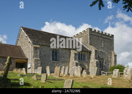 Sankt Nikolaus Kirche von bramber in West Sussex, England. Von Kirchhof gesehen Stockfoto