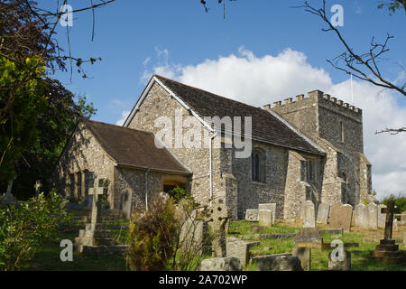 Sankt Nikolaus Kirche von bramber in West Sussex, England. Von Kirchhof gesehen Stockfoto